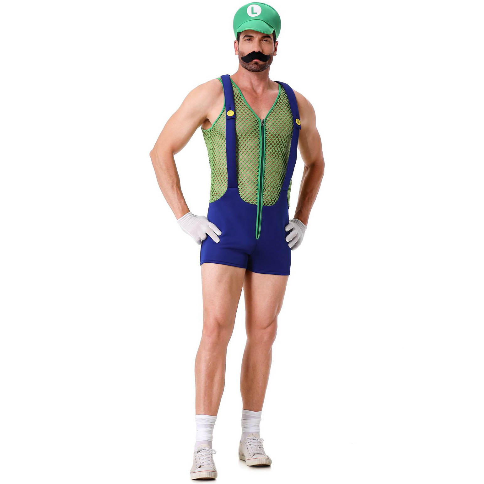 Mens Halloween Plumber One Piece Jumptsuit Costume for Carnival Party Dress up